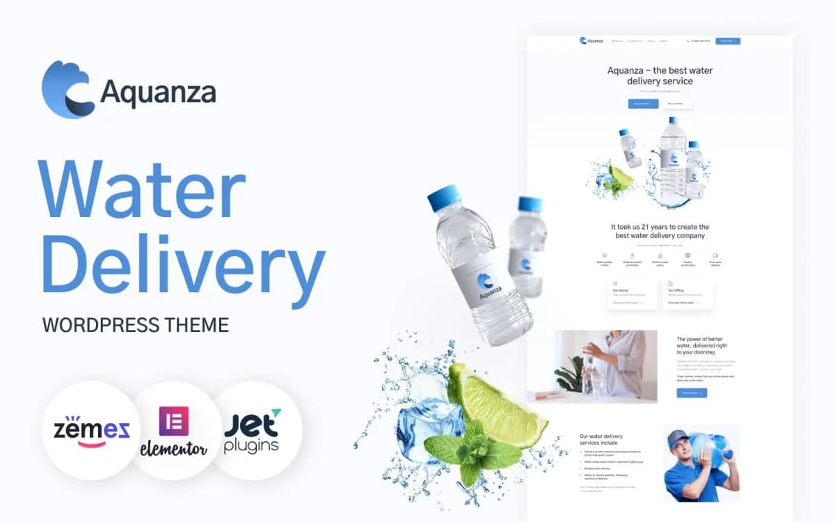Aquanza - Water Delivery WordPress Theme for Beverage Distribution Website