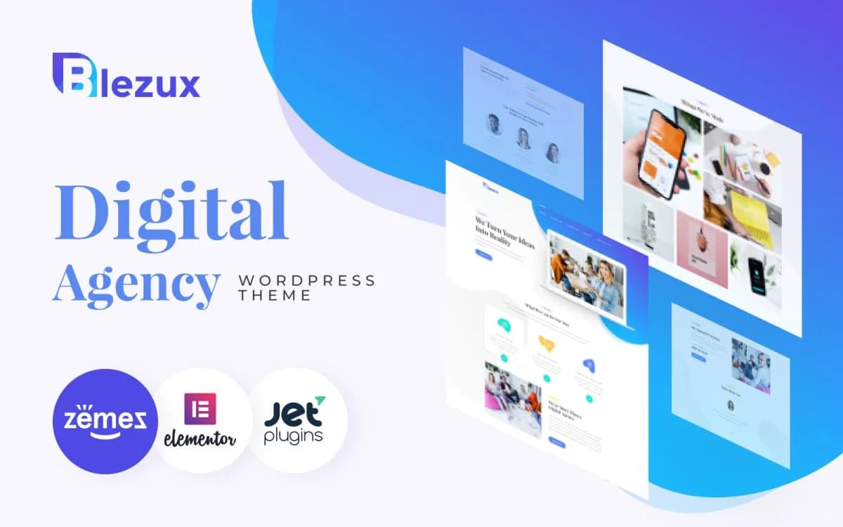 Blezux - Digital Agency WordPress Elementor Theme for Marketing Services Website