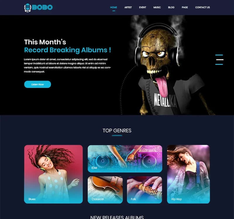 Bobo Music - Music Store PSD Template
