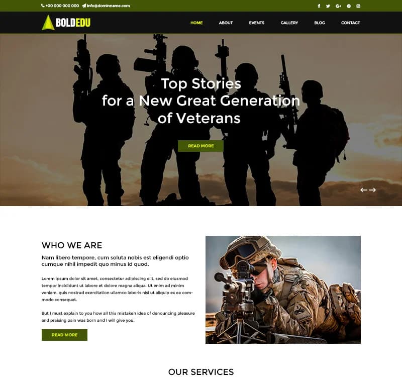 Boldedu - Military School PSD Template