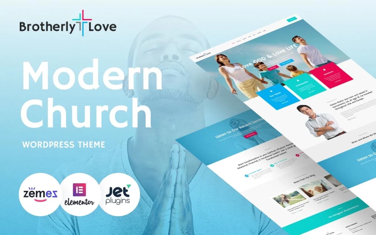 BrotherlyLove - Religious WordPress Theme for Church Website