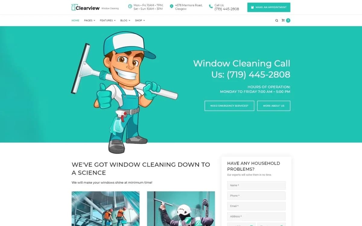 Clearview - Window Cleaning Services WordPress theme
