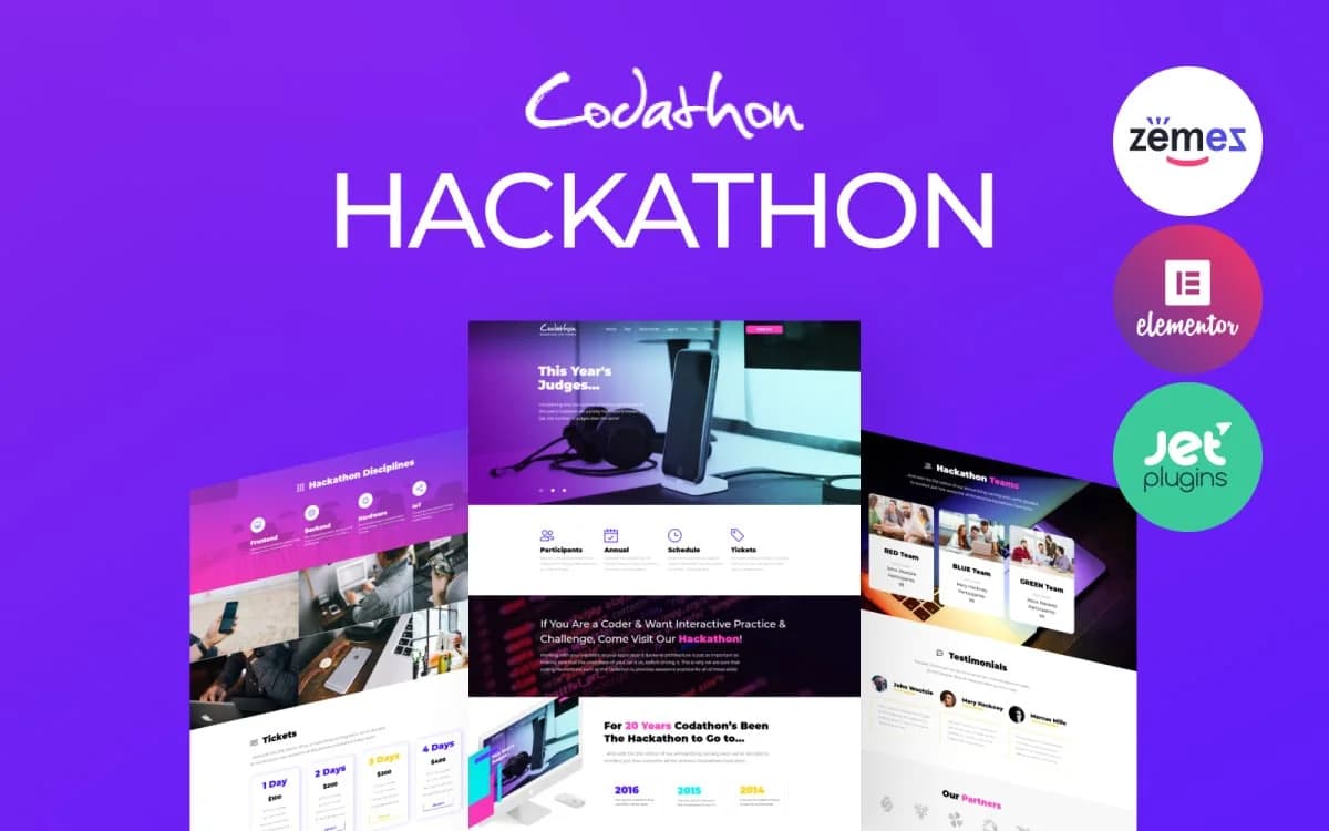 Codathon - Coding Event & Hackathon WordPress Theme for Tech Competition Website