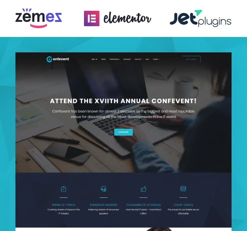 Confevent - Event Landing Page WordPress Theme for Conference Planning Website