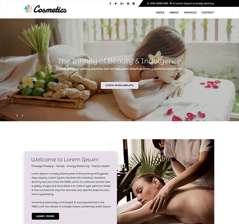 Cosmetics - Beauty Spa Services PSD Template