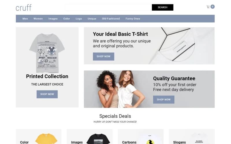 Cruff - T-shirt Multipage Modern OpenCart Template