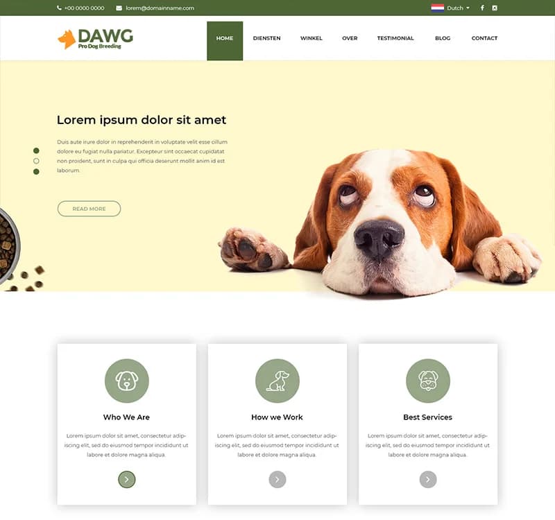 DAWG - Dog Care PSD Template