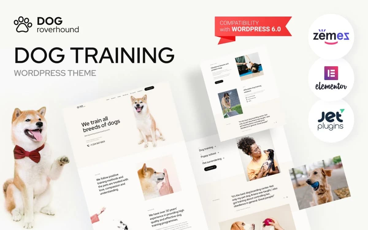 Dog Roverhound - Pet Care & Dog Training WordPress Theme