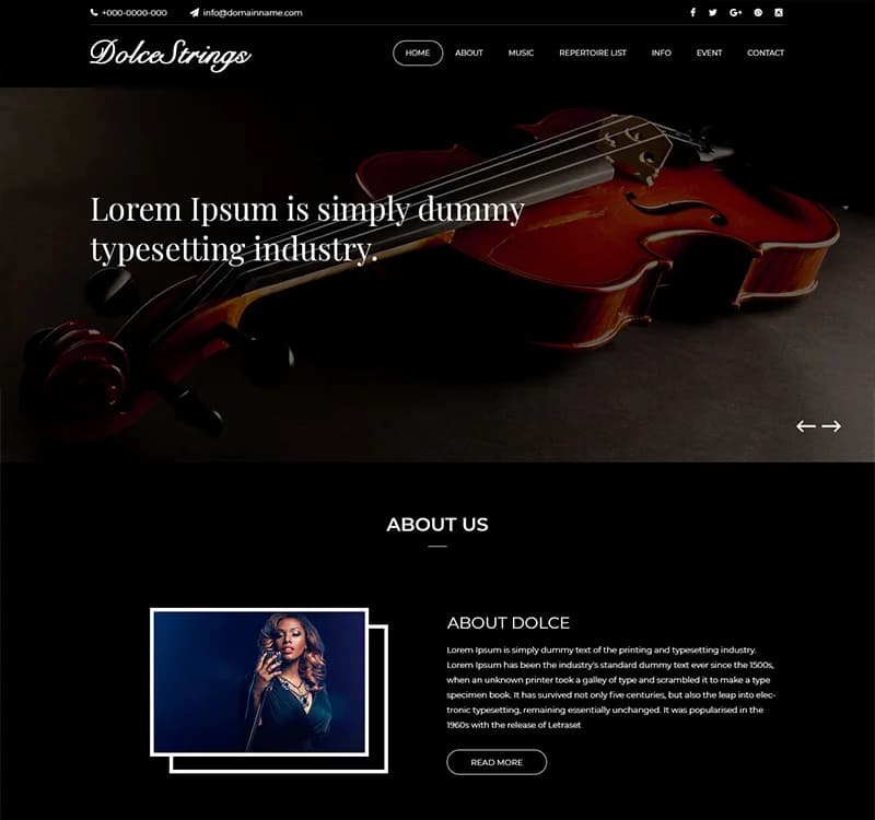 Dolcestrings - Music Band PSD Template