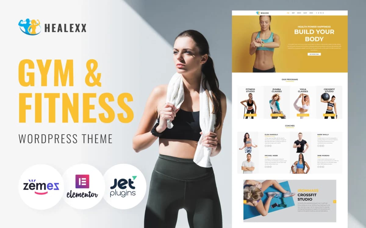 Healexx - Gym Fitness WordPress Elementor Theme for Health Club Website