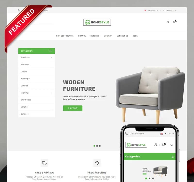Homestyle Furniture Store OpenCart Template