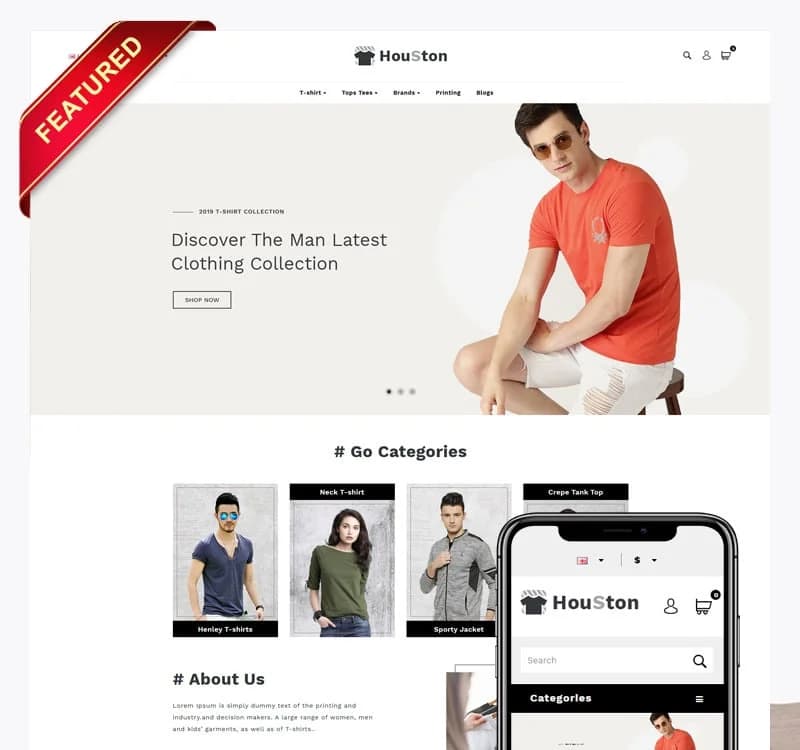 Houston T-Shirt Shop OpenCart Template