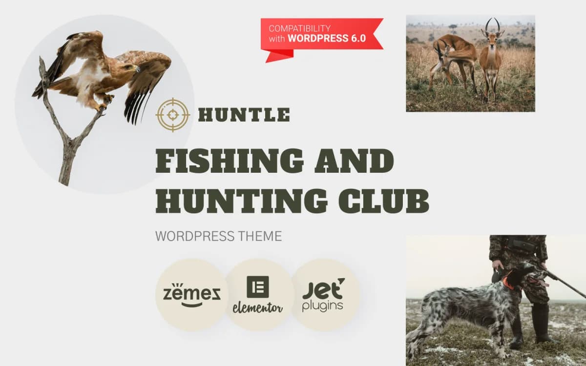 Huntle - Fishing and Hunting Club WordPress Theme for Sporting Recreation Website