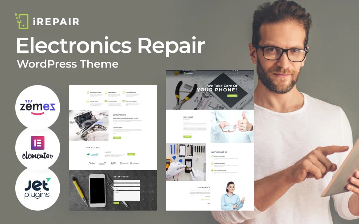 iRepair - Electronics Repair WordPress Theme for Gadget Service Website