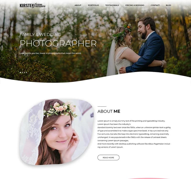 Kirsten - Wedding photography PSD Template