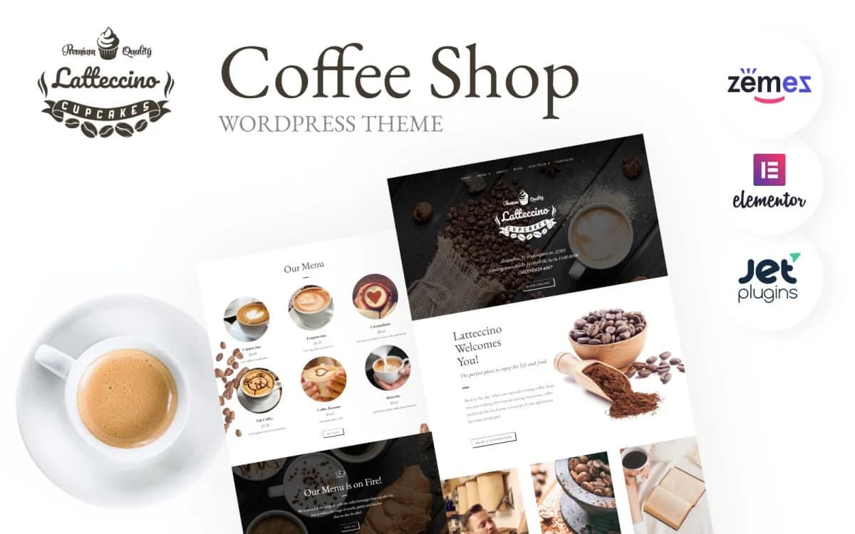 Latteccino - Coffee Shop WordPress Theme for Cafe Business & Espresso Bar Website