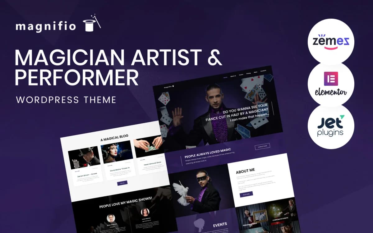 Magnifio - Magician WordPress Theme for Entertainment Artist Portfolio