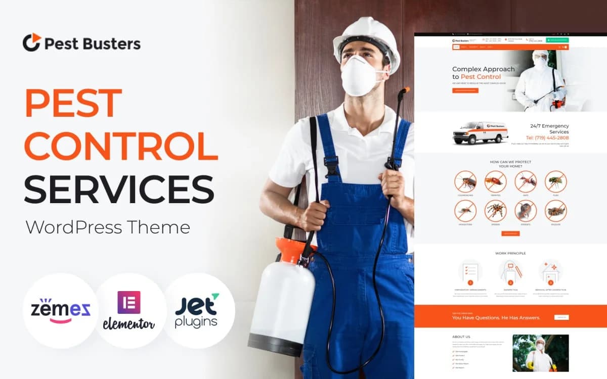 Pest Busters - Pest Control WordPress Theme for Extermination Company