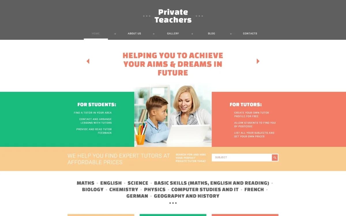 Private Teachers' Assistance Joomla Template