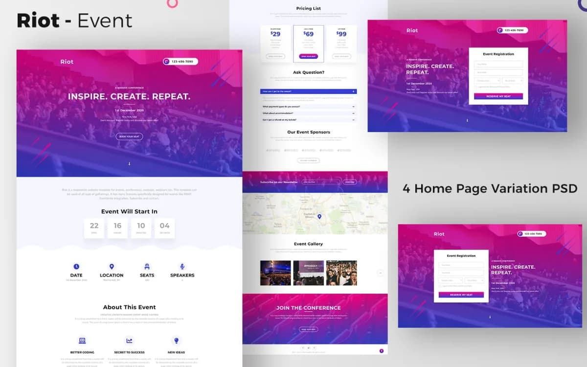Riot - Online Event PSD Template
