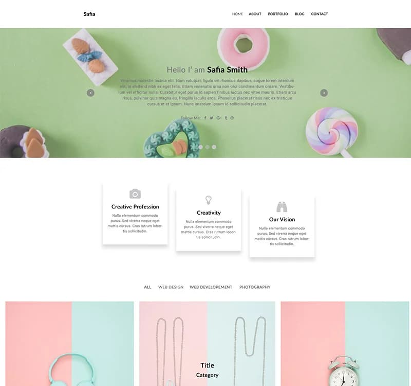 Safia - Minimal Personal Portfolio PSD Template