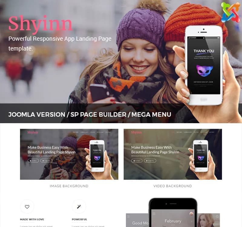 Shyinn - Responsive App Landing Joomla Template