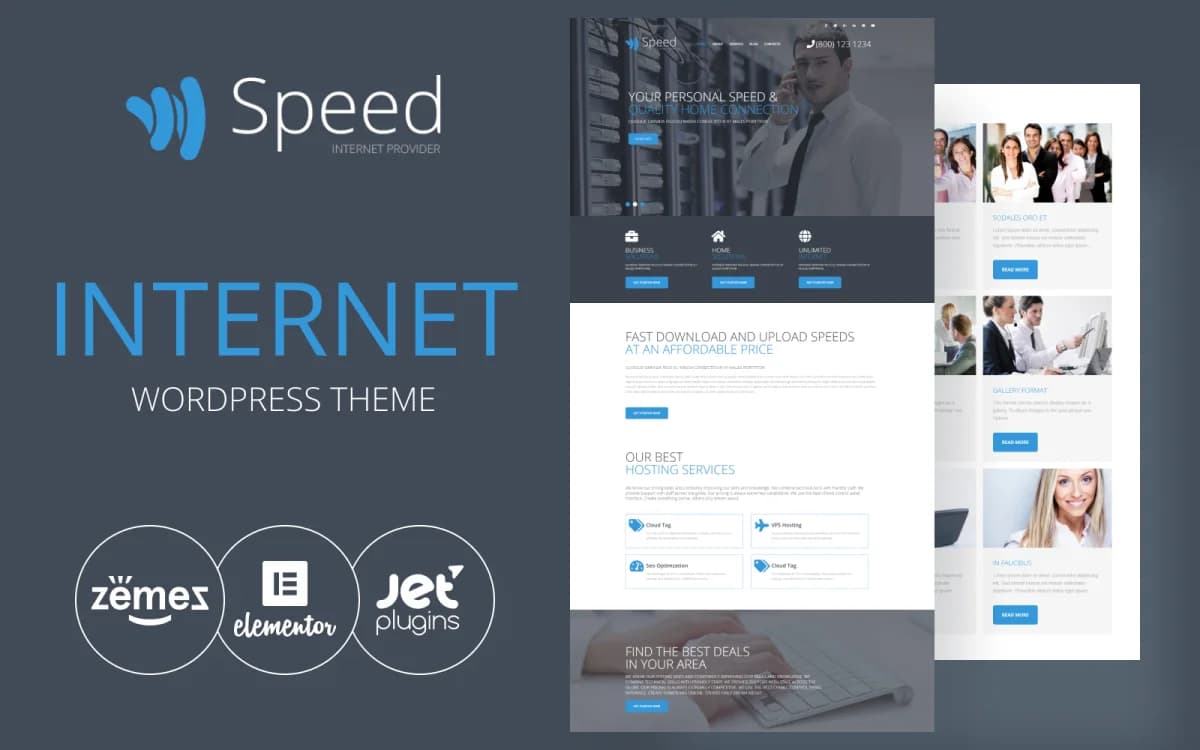 Speed - Internet Provider WordPress Elementor Theme for Internet Services Website