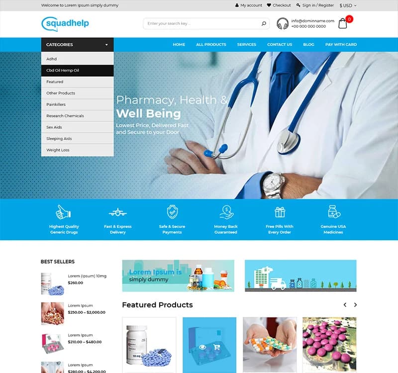 Squadhelp - Medicine Store PSD Template