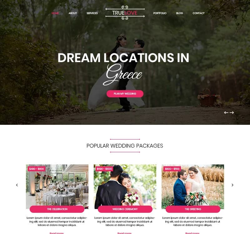 Truelove - Wedding Planner PSD PSD Template