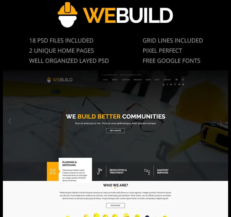 WEBUILD - Construction & Building PSD Template