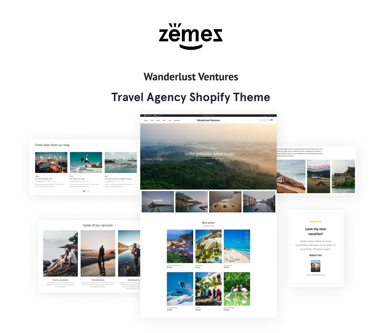 Wanderlust Ventures Travel Shopify Online Store 2.0 Theme - Screenshot 6