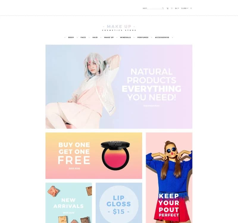 Make Up - Cosmetic store Multipage Clean OpenCart Template