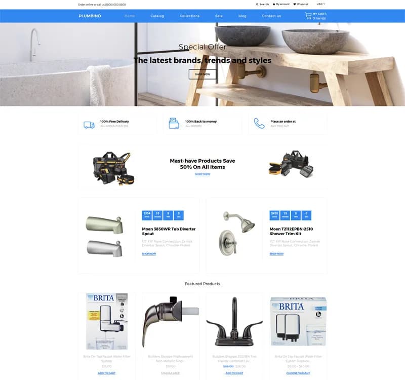 Plumbino - Plumbing eCommerce Modern Shopify Theme