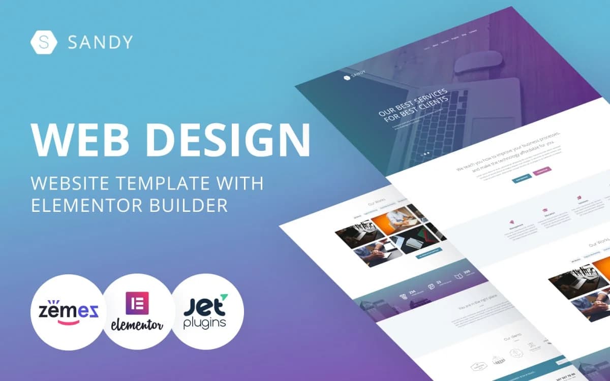 Sandy - Web Design WordPress Theme with Elementor Builder for Creative Studio Website