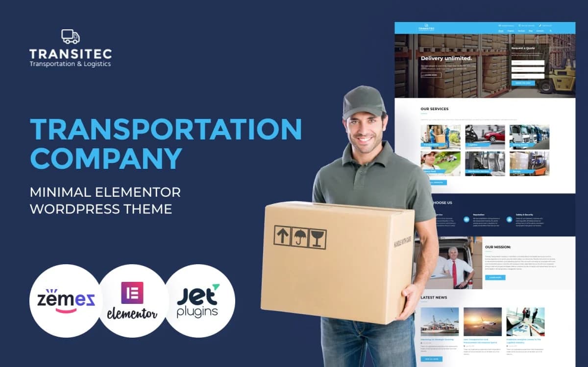 Transitec - Transportation WordPress Theme for Logistics Company & Delivery Services Website