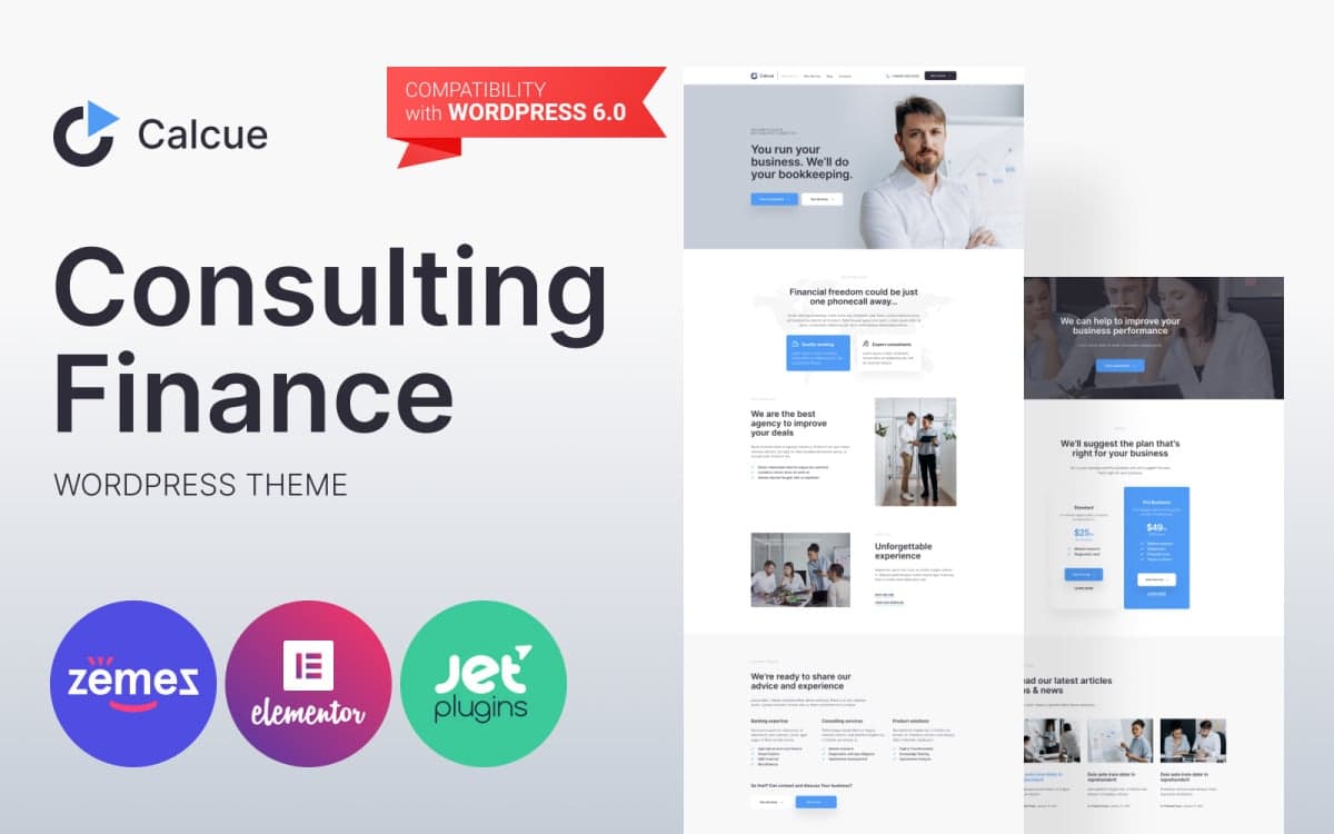 Calcue - Financial Consulting & Accounting WordPress Theme for Bookkeeping Services Website