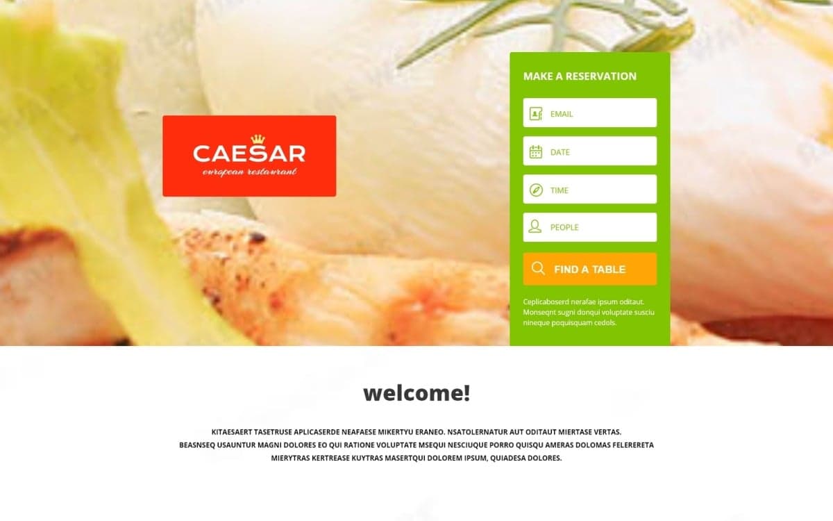 Cafe and Restaurant Responsive Landing Page Template