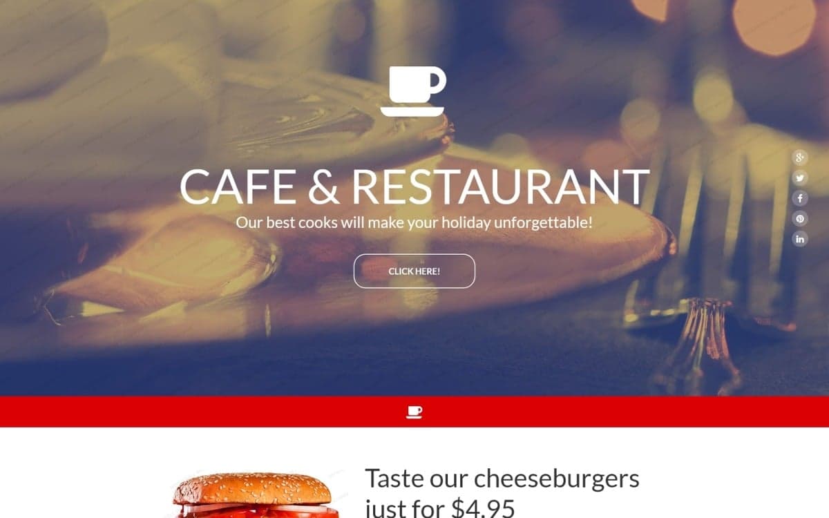 Cafe and Restaurant Responsive Landing Page Template