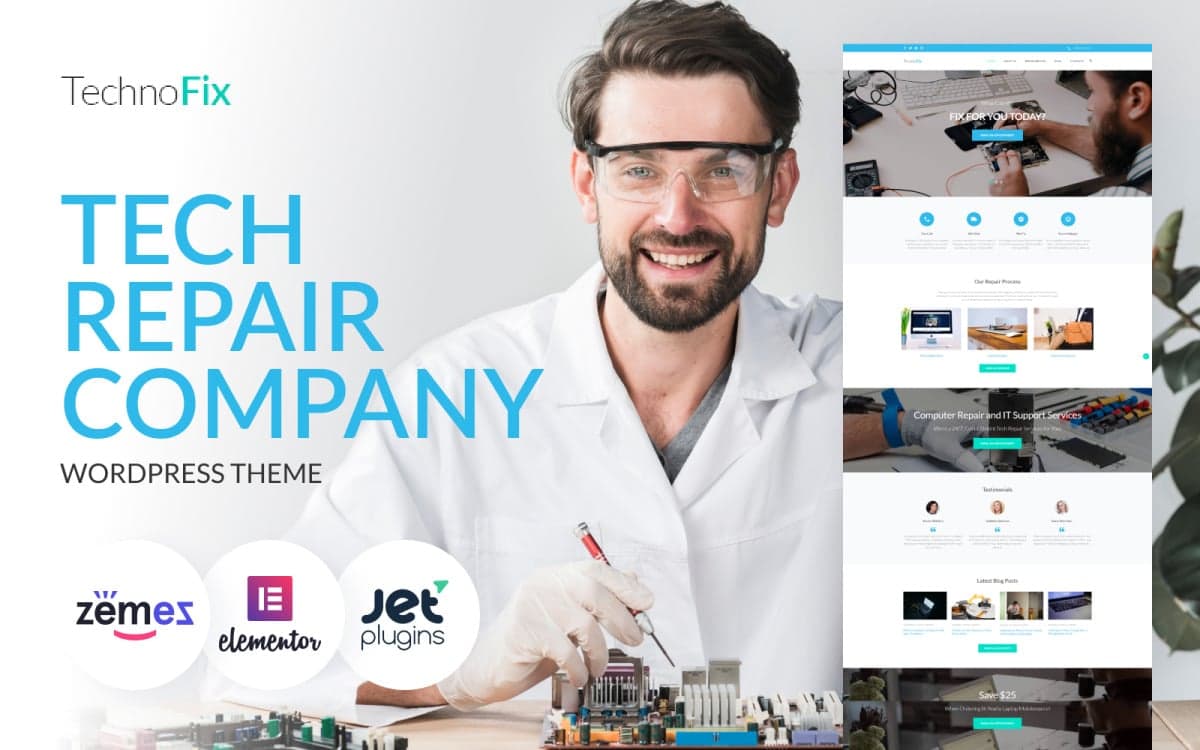 TechnoFix - Electronics Repair WordPress Theme for Gadget Service Website