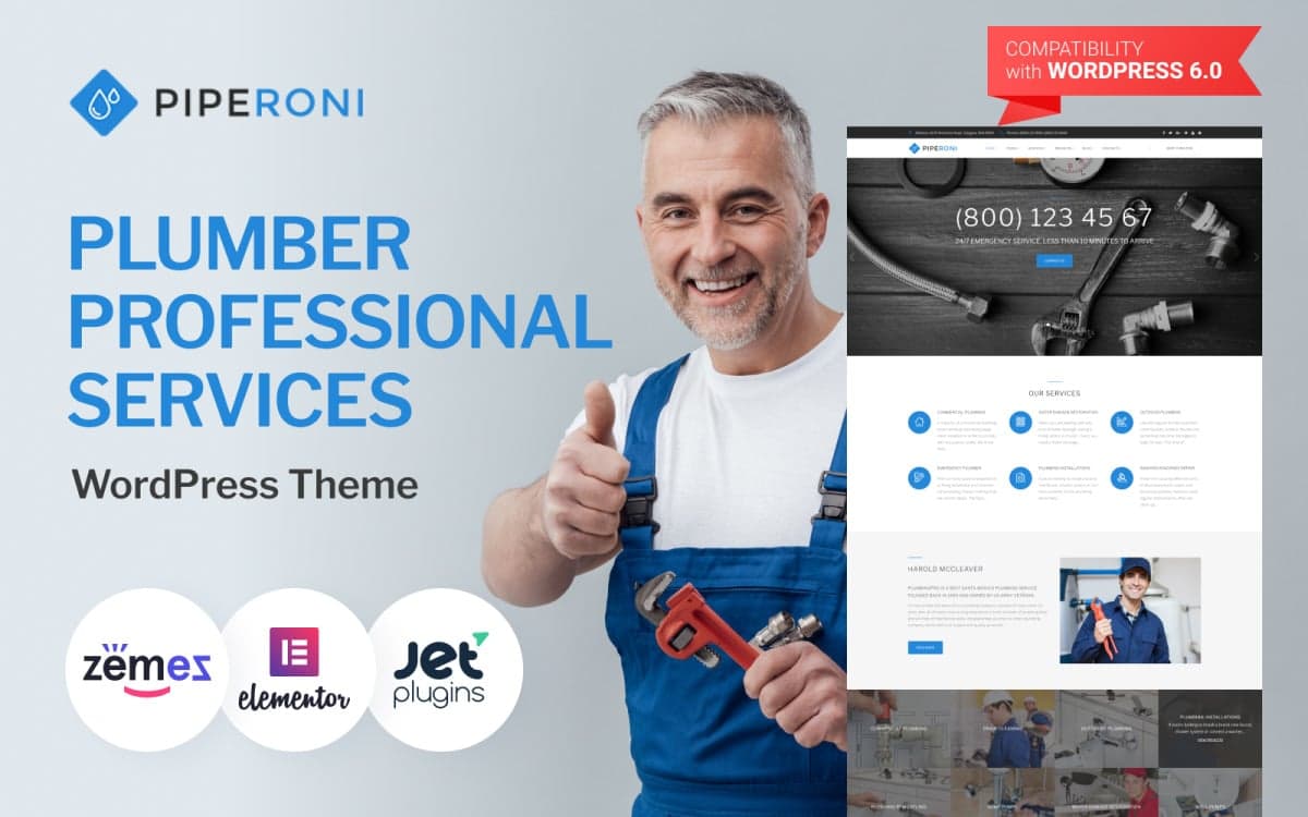 Piperoni - Plumber Services WordPress Theme for Home Repair Website