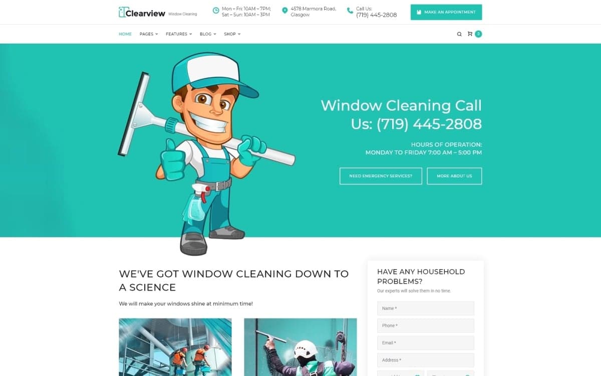 Clearview - Window Cleaning Services WordPress theme