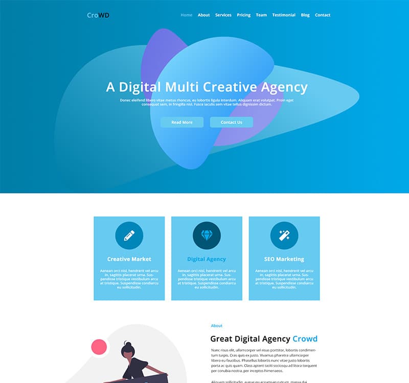 CroWD - One Page Multi-Purpose Creative Agency PSD Template