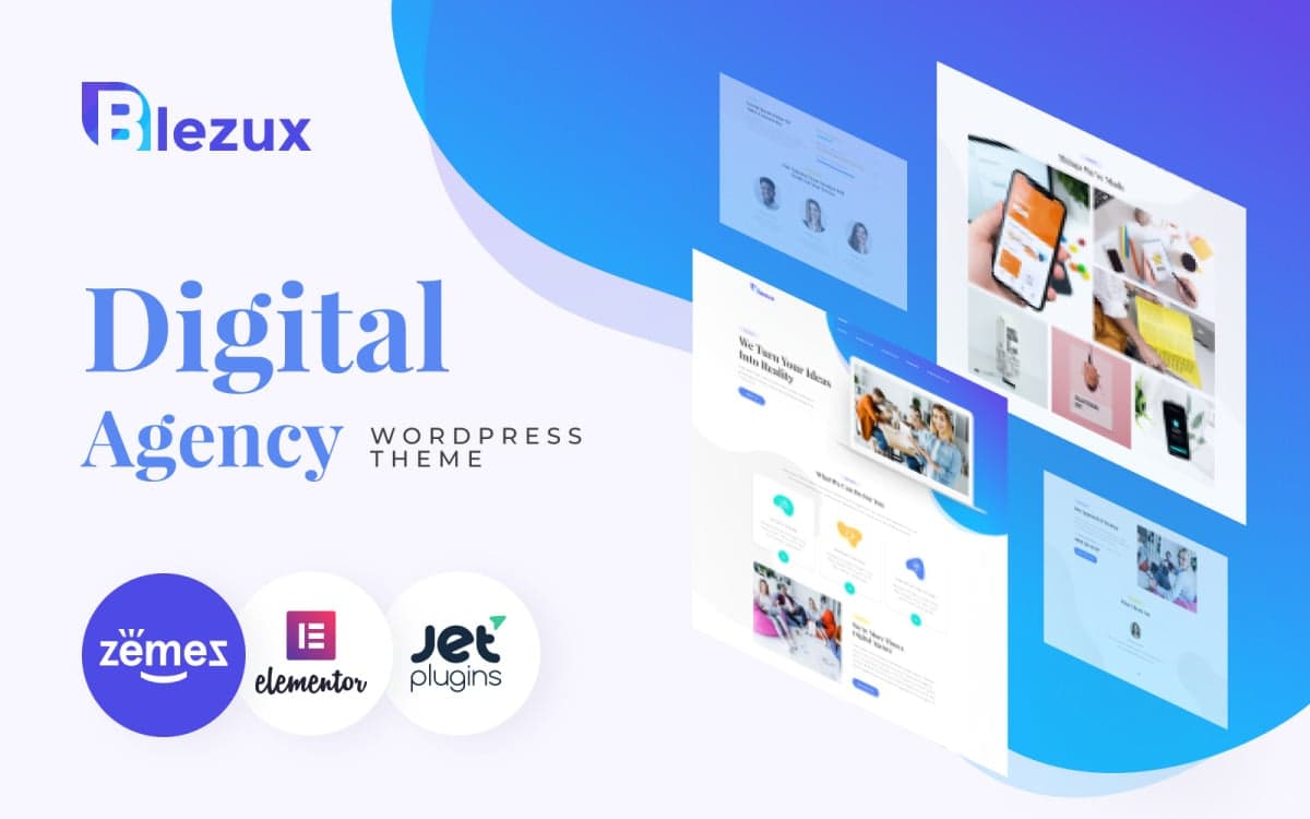Blezux - Digital Agency WordPress Elementor Theme for Marketing Services Website