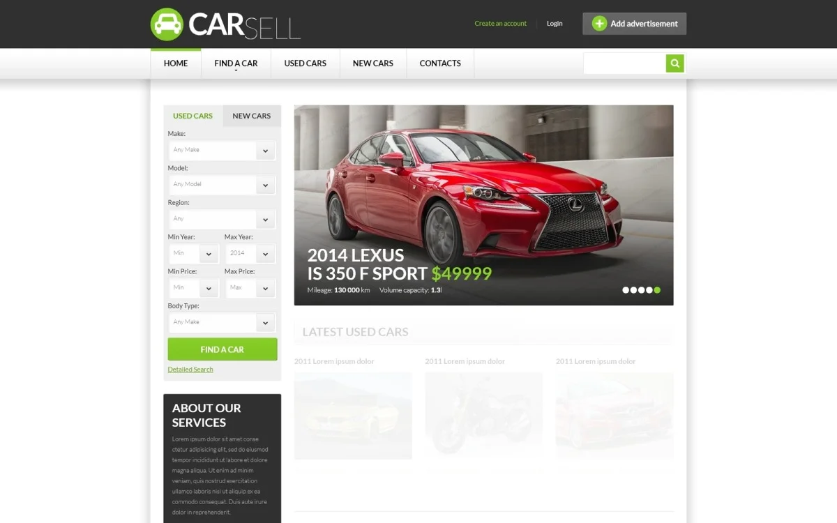 Car Dealer Responsive Website Template — Best HTML Template ...