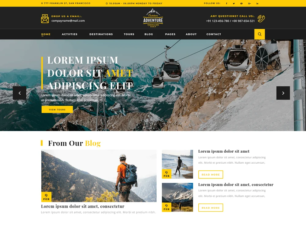 Adventure Travelling — Free WordPress Theme | TemplateWitch — TemplateWitch