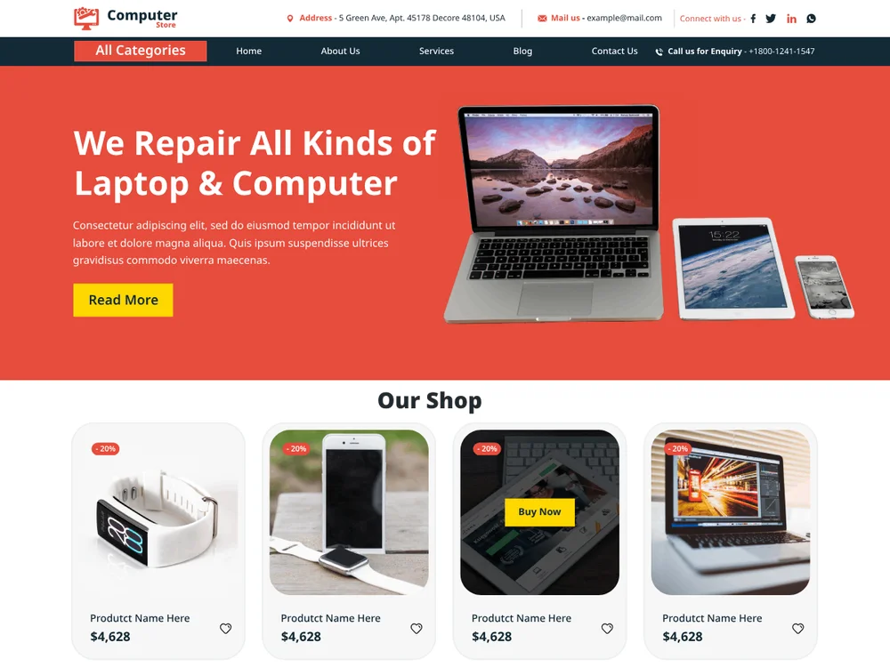 Computer Repair Store — Free WordPress Theme | TemplateWitch ...