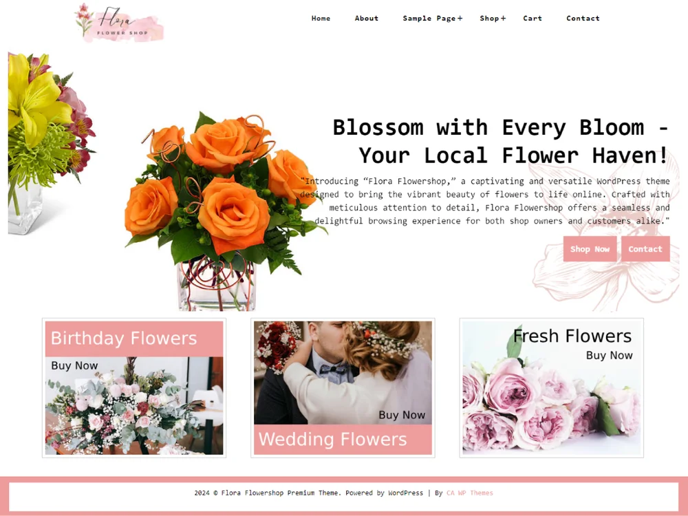 Flora Flowershop — Free WordPress Theme | TemplateWitch — TemplateWitch