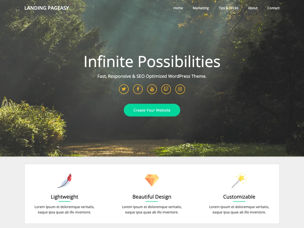 Landing Pageasy — Free WordPress Theme | TemplateWitch — TemplateWitch