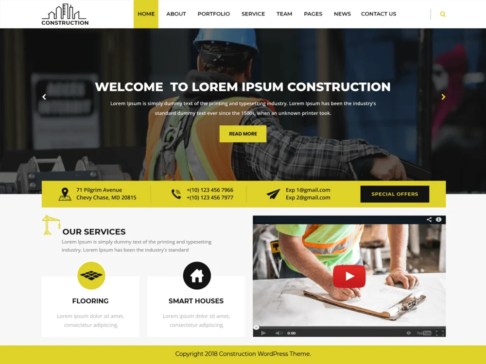 Modern Construction — Free WordPress Theme | TemplateWitch — TemplateWitch