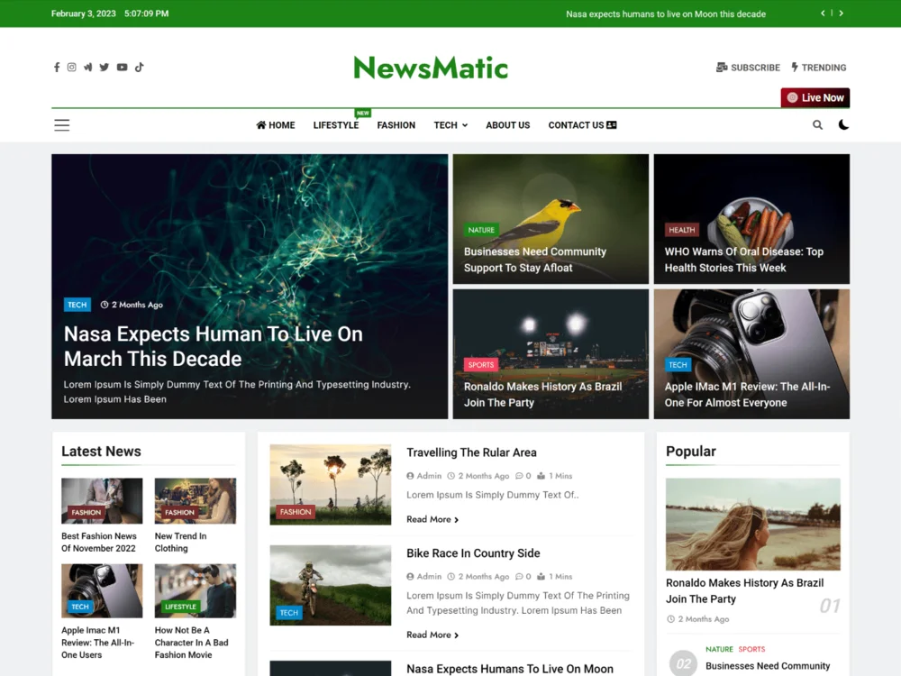 Newsmatic — Free WordPress Theme | TemplateWitch — TemplateWitch